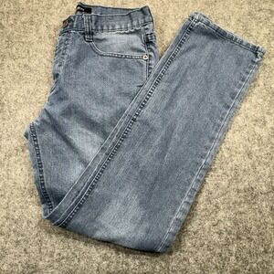 M. SOCIETY Relaxed Fit Denim Blue Jeans Mens 31x32 Straight Leg Streetwear‎ Moto